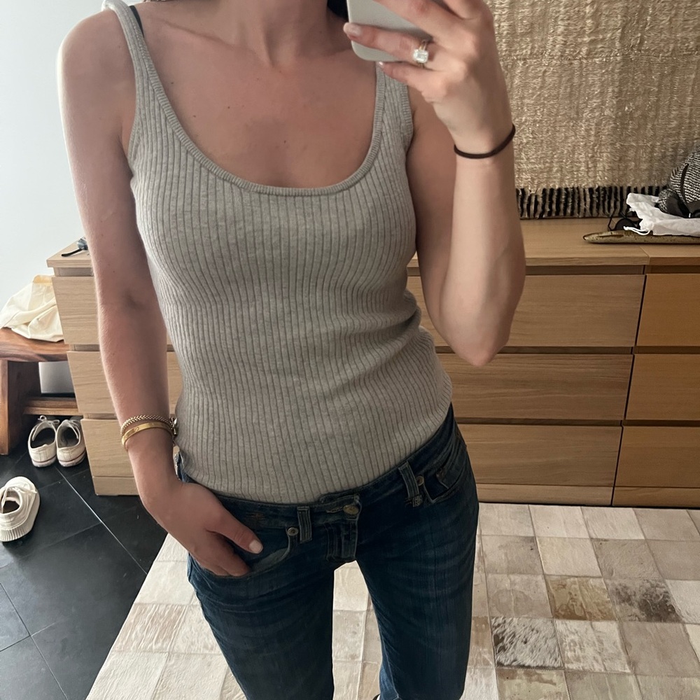 Frame Grey Ribbed Tank Top